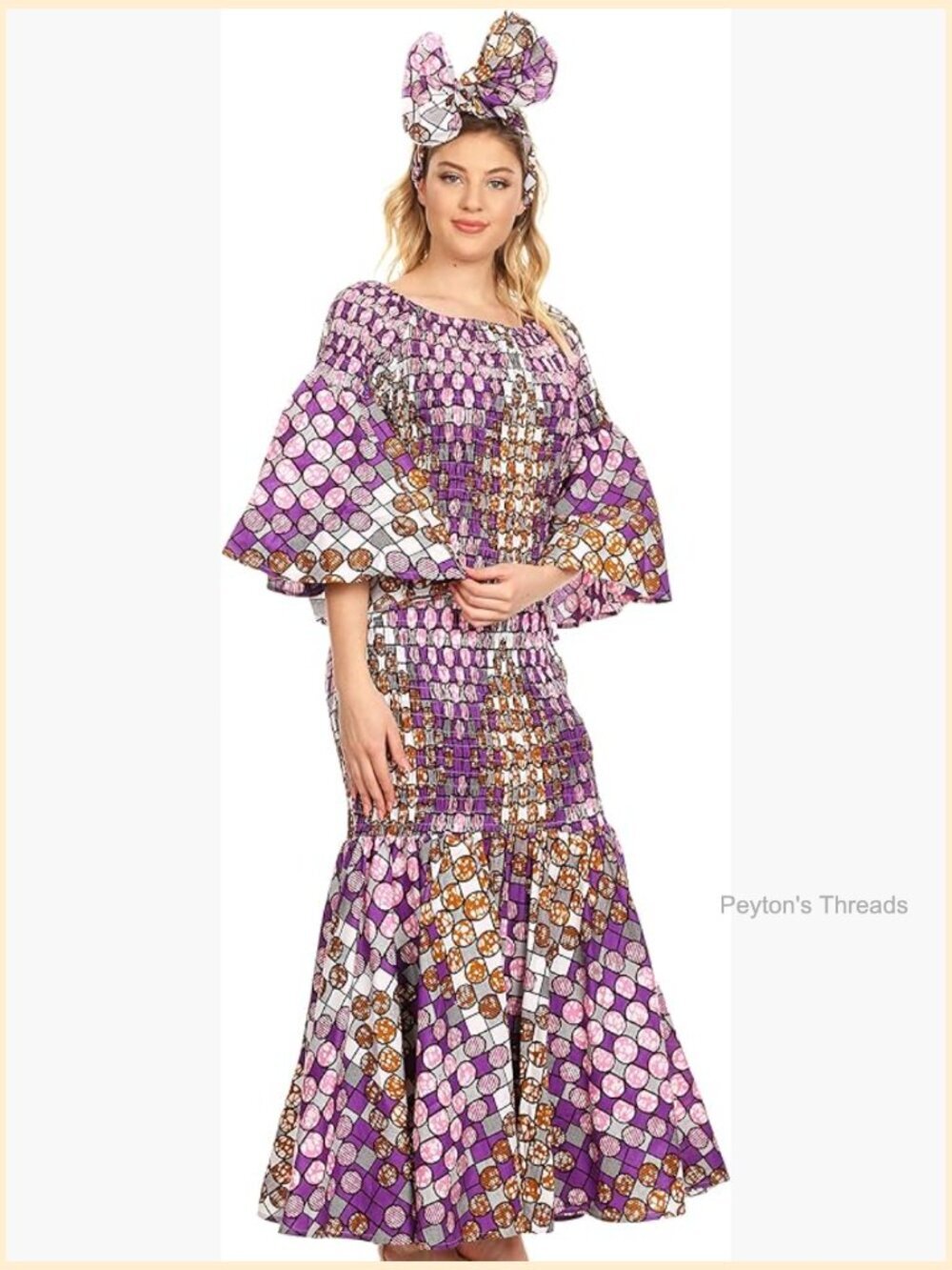 African Ankara Print Off Shoulder Wide Leg Jumpsuit Dress Mermaid Ruffle Hem